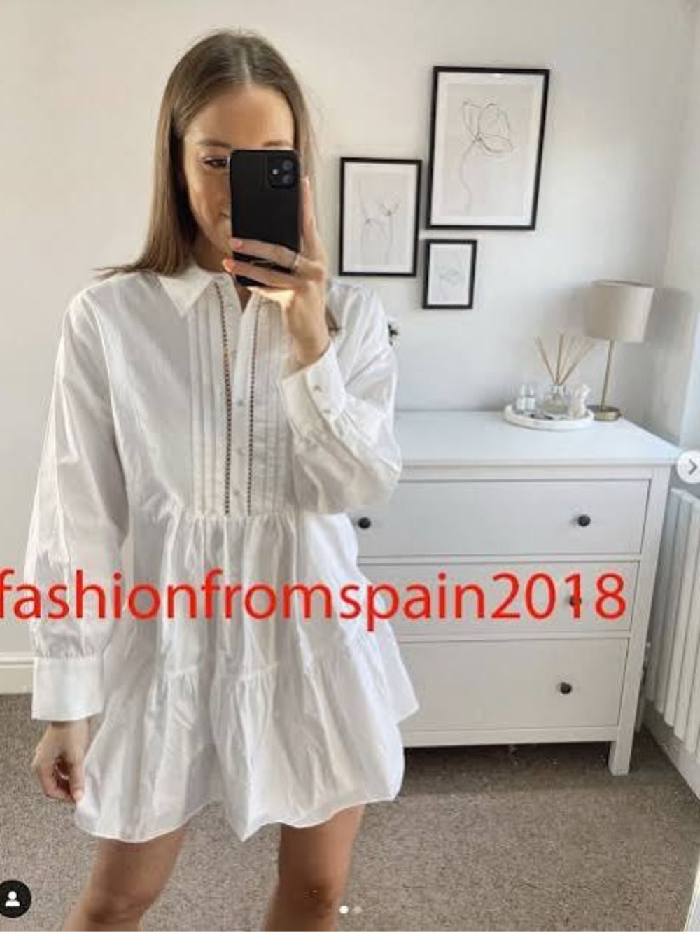 Zara White Pearl Buttons Voluminous Poplin Mini Shirt Dress XS